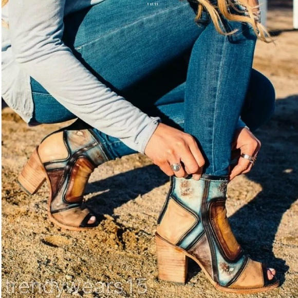 Freebird by Steven Shoes - Freebird STOCK Peep Toe Stack Heel Bootie